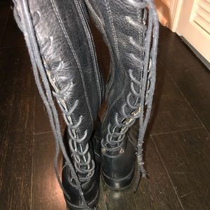 Black mid calf boots